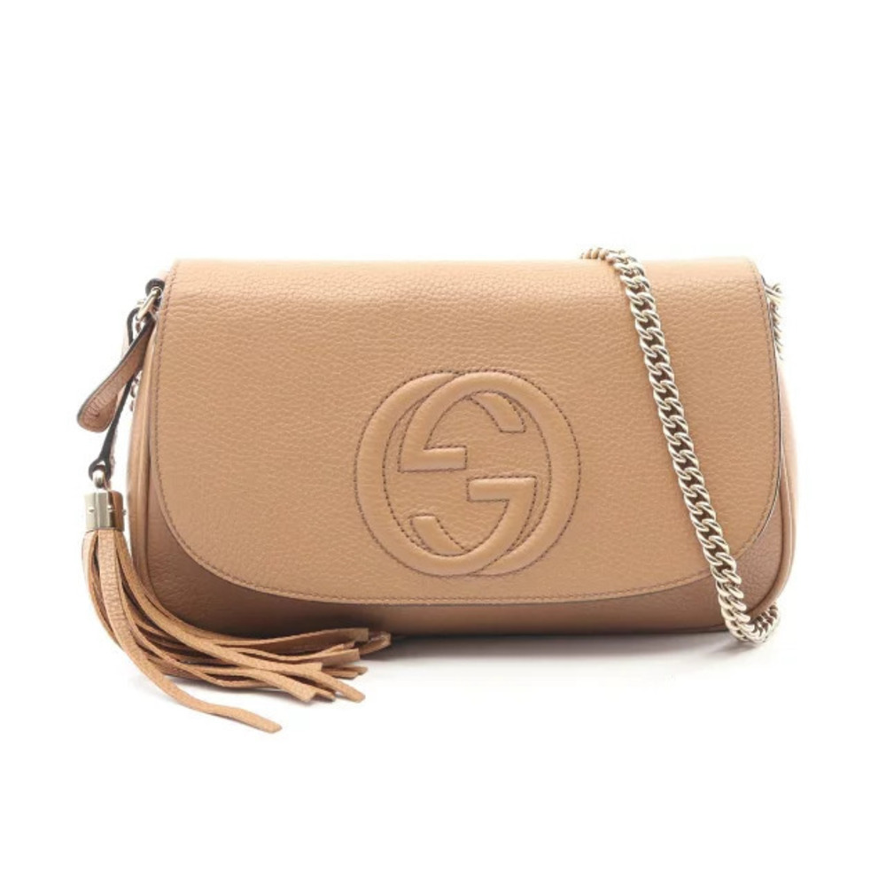 Gucci Soho Interlocking G Shoulder Bag Leather Brown